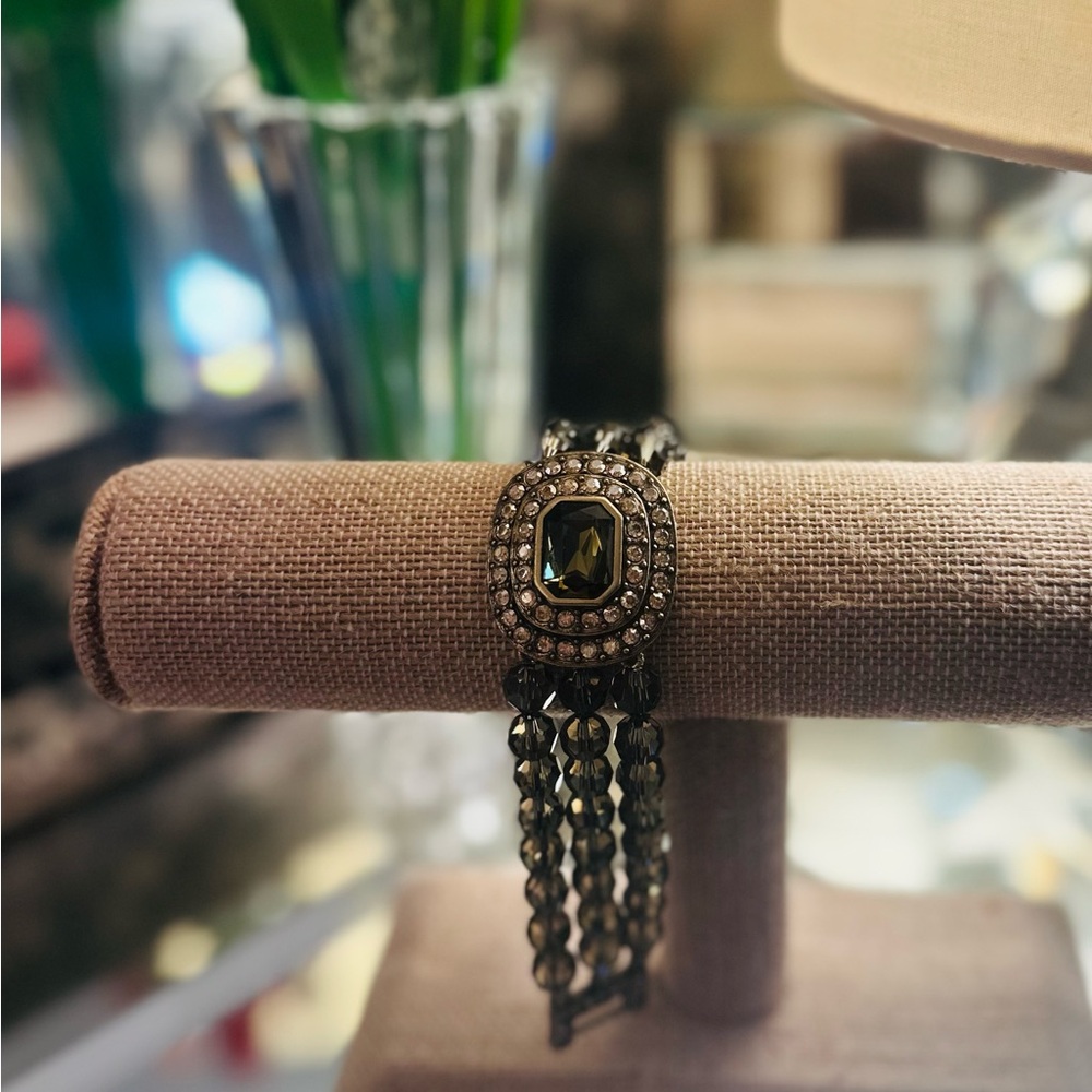 Heidi Daus Gold-Tone Vintage Style Bracelet, Tones of Hazel, Amber, and Green